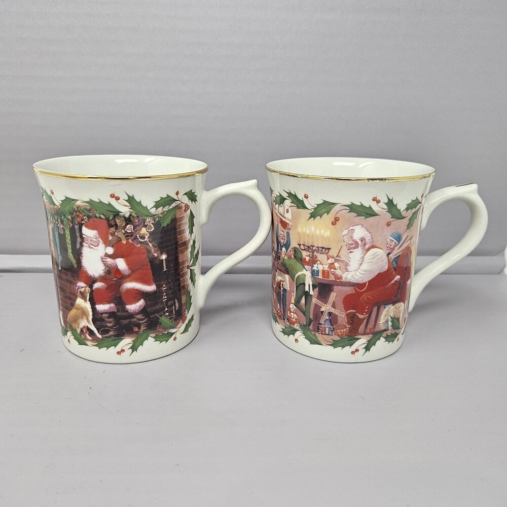 Lenox Special Delivery Set of 2 Santa's Holiday Journey 9oz Porcelain Coffee Mug